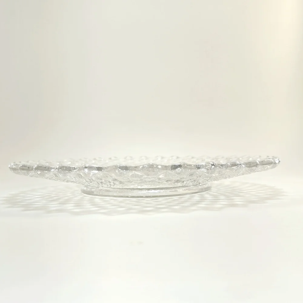 Indiana Glass Serving Platter Diamond Point Pattern Vintage Crystal Relish Plate